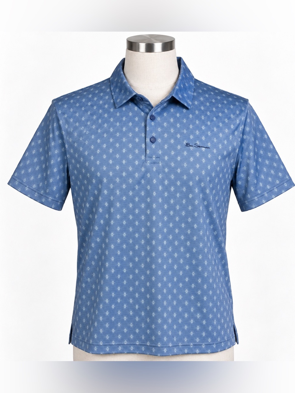 Ben Sherman Sport Golf Men’s Blue Geo Print Polo Size L NWT